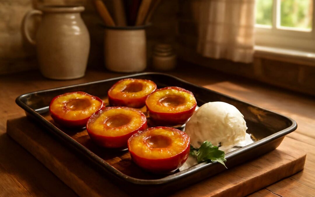 Golden baked nectarines uk: quick, crowd-pleasing dessert idea.