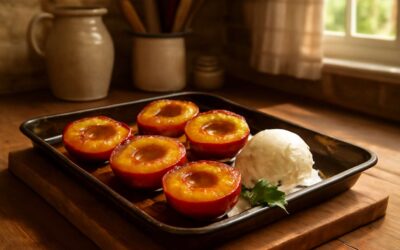 Golden baked nectarines uk: quick, crowd-pleasing dessert idea.